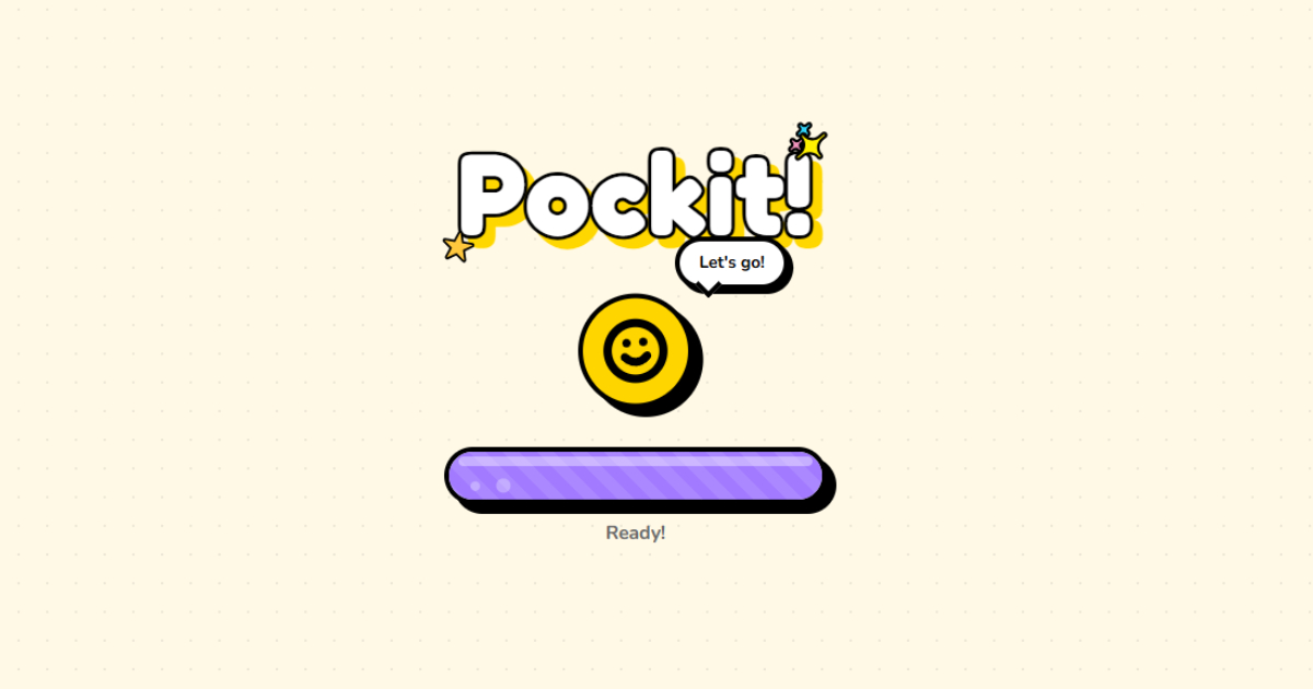 Pockit expense-tracking product screen with its playful logo and progress bar
