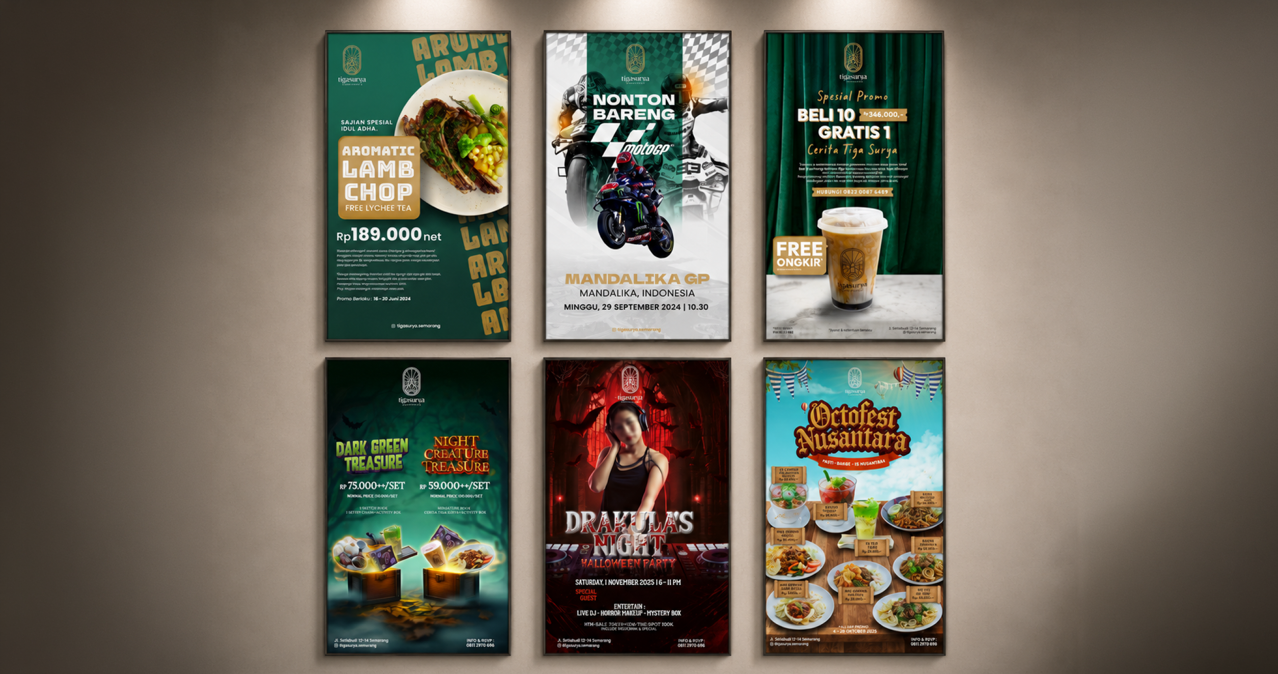 Six Tiga Surya social media promotions for food, drinks and café offers